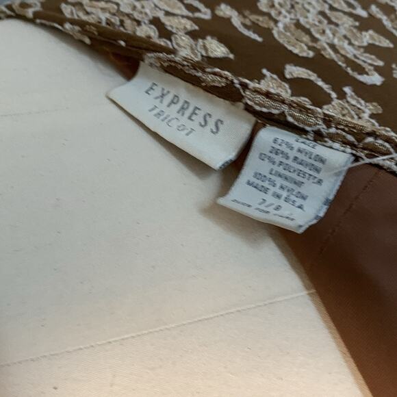 Vintage Deadstock Express Tricot Lace Skirt Brown Mini Short Women’s Medium NEW - Picture 6 of 8